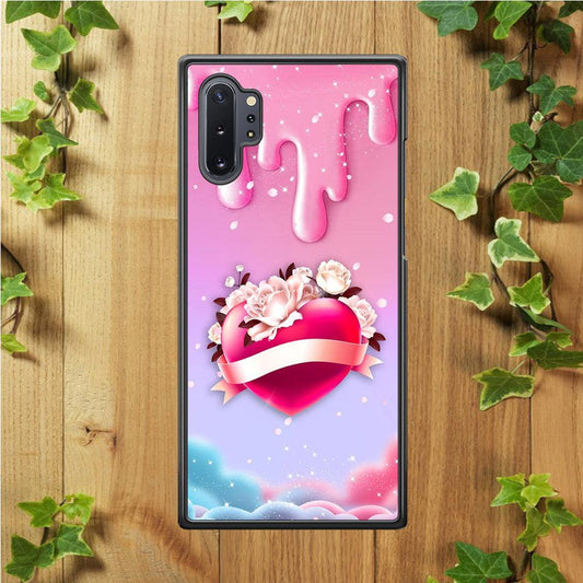 Girly Cute Love Roses Samsung Galaxy Note 10 Plus Case-Rubber / White (2D Case)-Xtracase