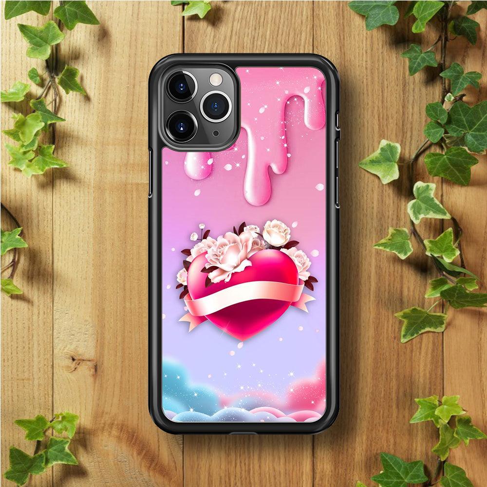 Girly Cute Love Roses iPhone 11 Pro Max Case-Rubber / Black (2D Case)-Xtracase