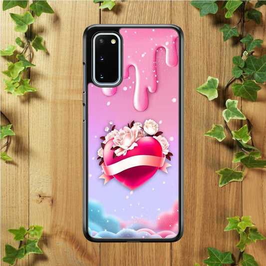 Girly Cute Love Roses Samsung Galaxy S20 Case-Rubber / Black (2D Case)-Xtracase