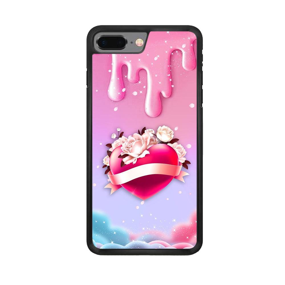Girly Cute Love Roses iPhone 8 Plus Case-Rubber / Black (2D Case)-Xtracase