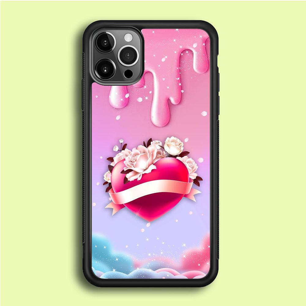 Girly Cute Love Roses iPhone 12 Pro Case-Rubber / Black (2D Case)-Xtracase
