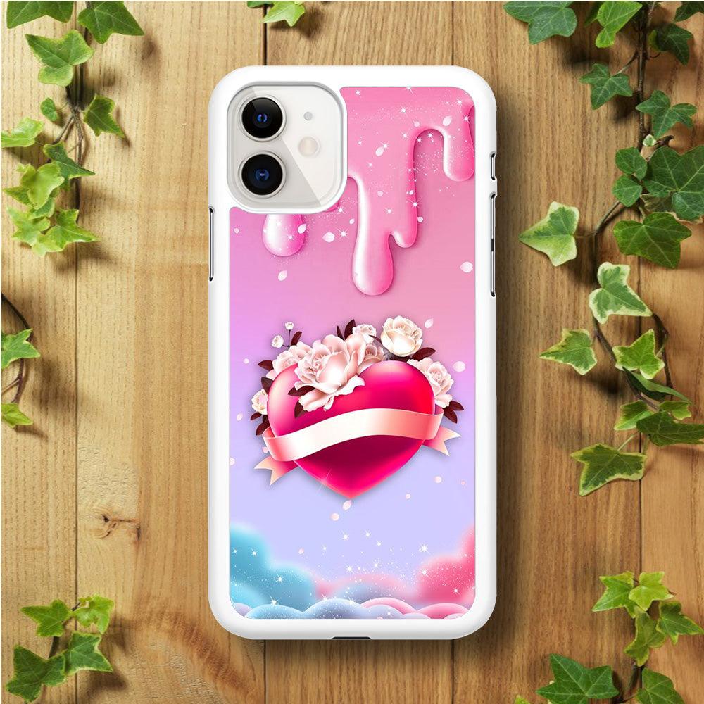 Girly Cute Love Roses iPhone 11 Case-Rubber / White (2D Case)-Xtracase