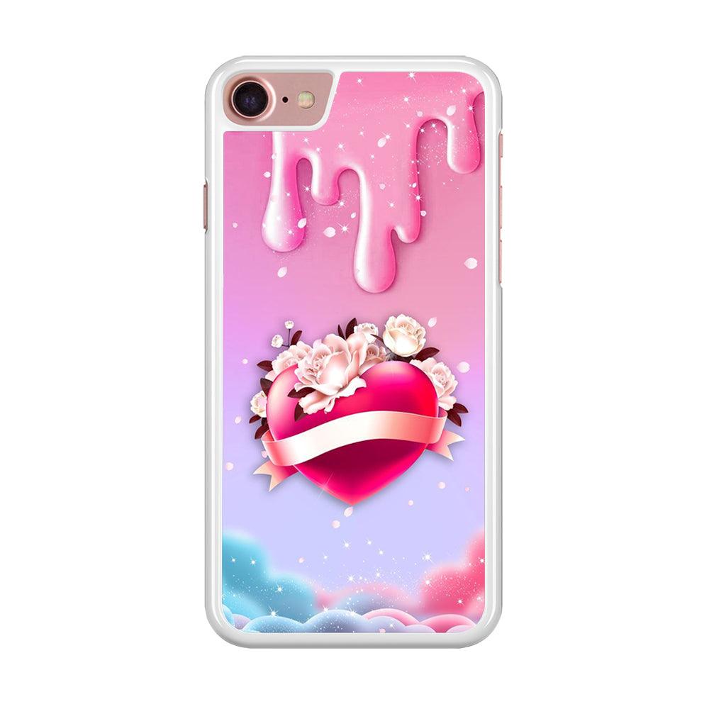 Girly Cute Love Roses iPhone 8 Case-Rubber / White (2D Case)-Xtracase