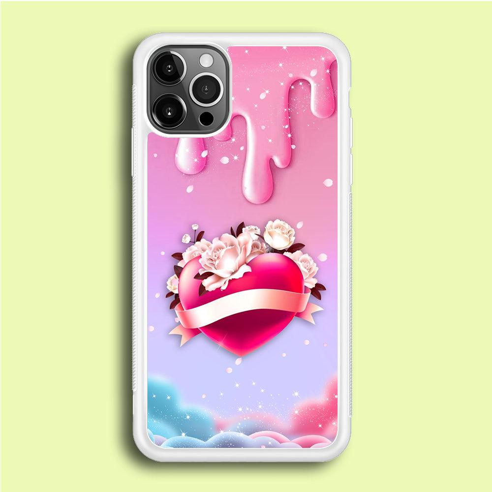 Girly Cute Love Roses iPhone 12 Pro Case-Rubber / White (2D Case)-Xtracase
