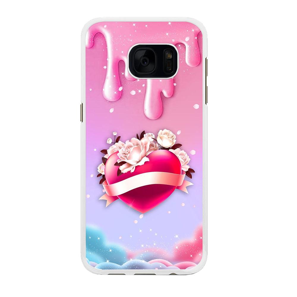 Girly Cute Love Roses Samsung Galaxy S7 Edge Case-Rubber / White (2D Case)-Xtracase