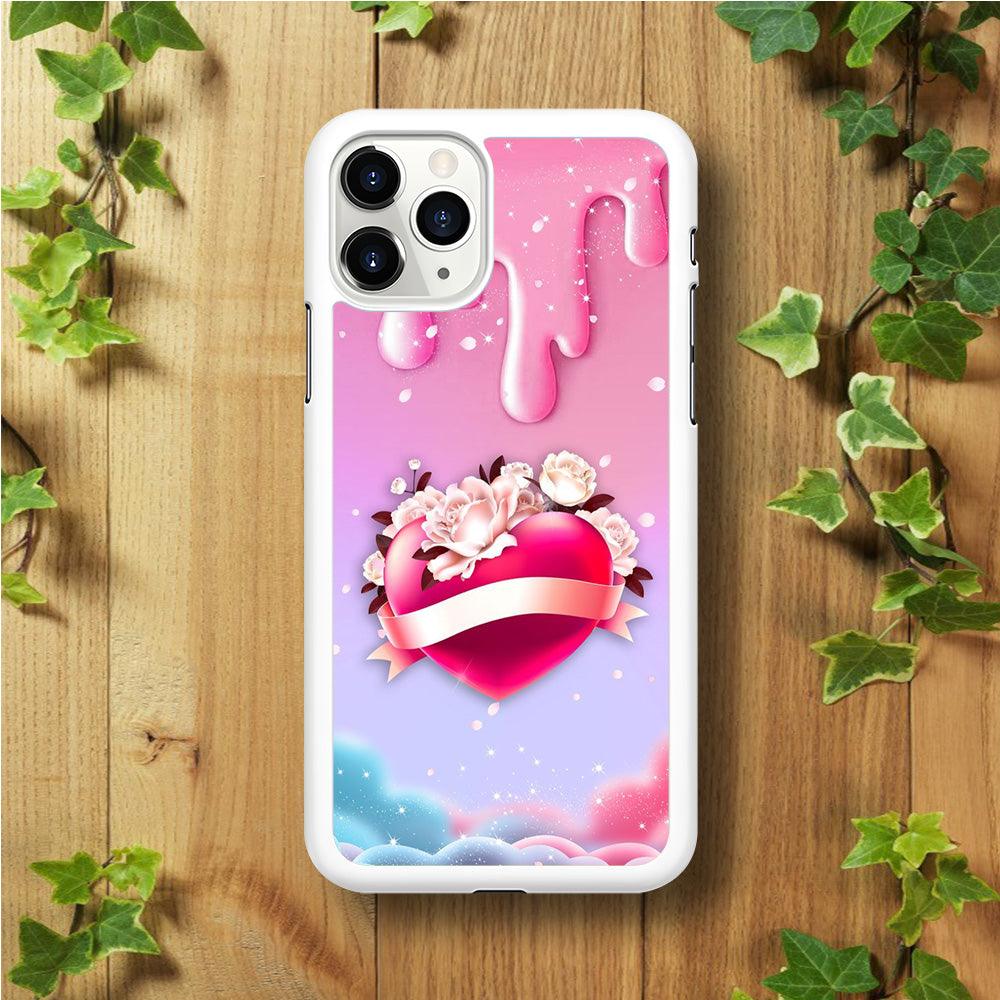 Girly Cute Love Roses iPhone 11 Pro Max Case-Rubber / White (2D Case)-Xtracase
