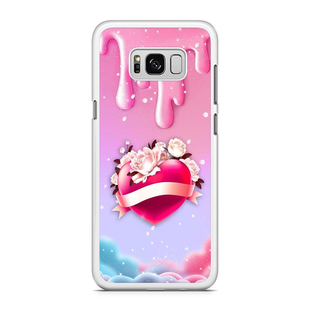 Girly Cute Love Roses Samsung Galaxy S8 Case-Rubber / White (2D Case)-Xtracase