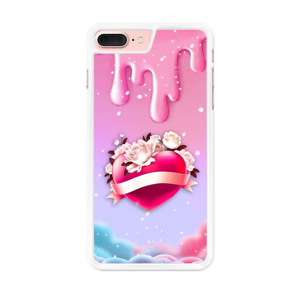Girly Cute Love Roses iPhone 8 Plus Case-Rubber / White (2D Case)-Xtracase