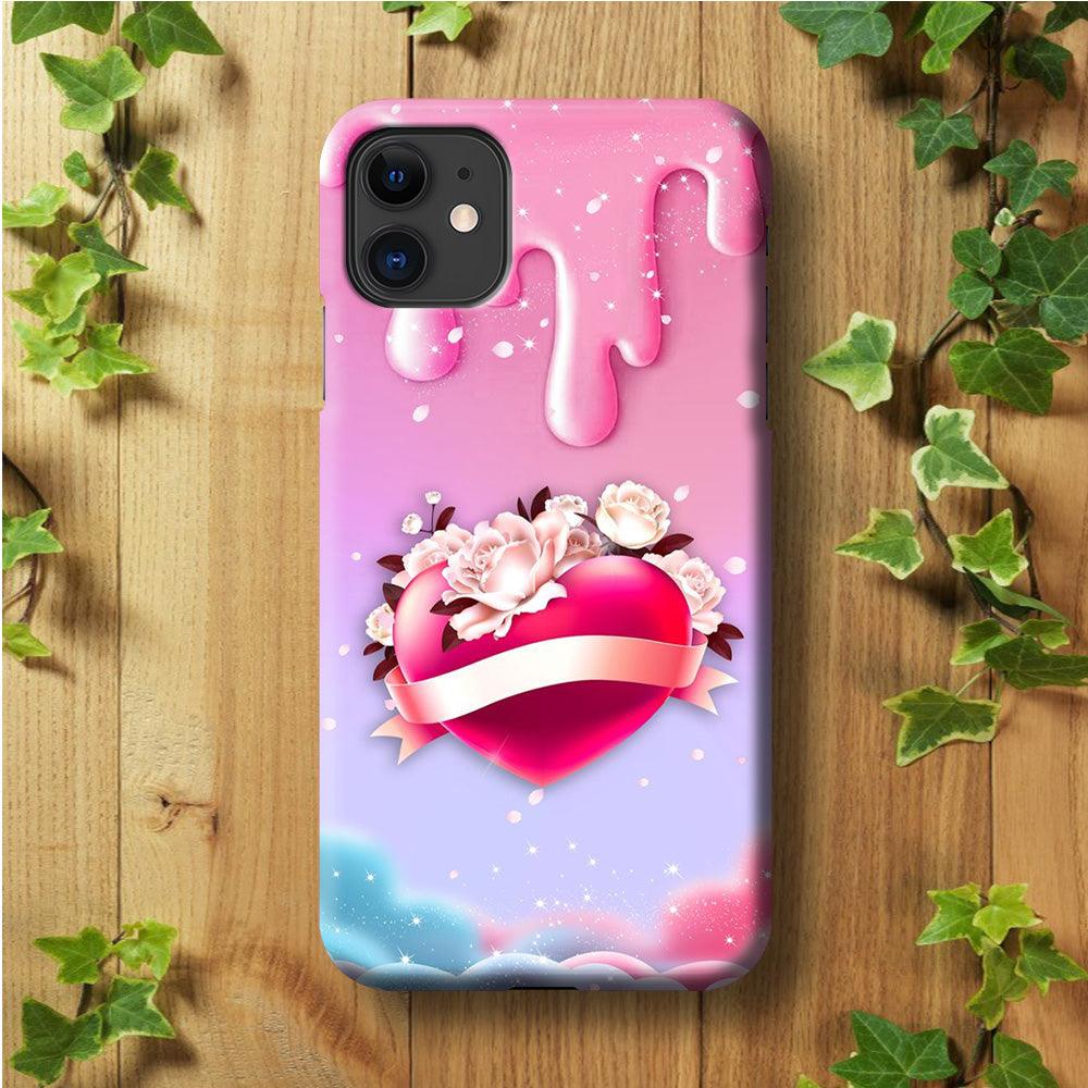 Girly Cute Love Roses iPhone 11 Case-Plastic / Full Wrap (3D Case)-Xtracase