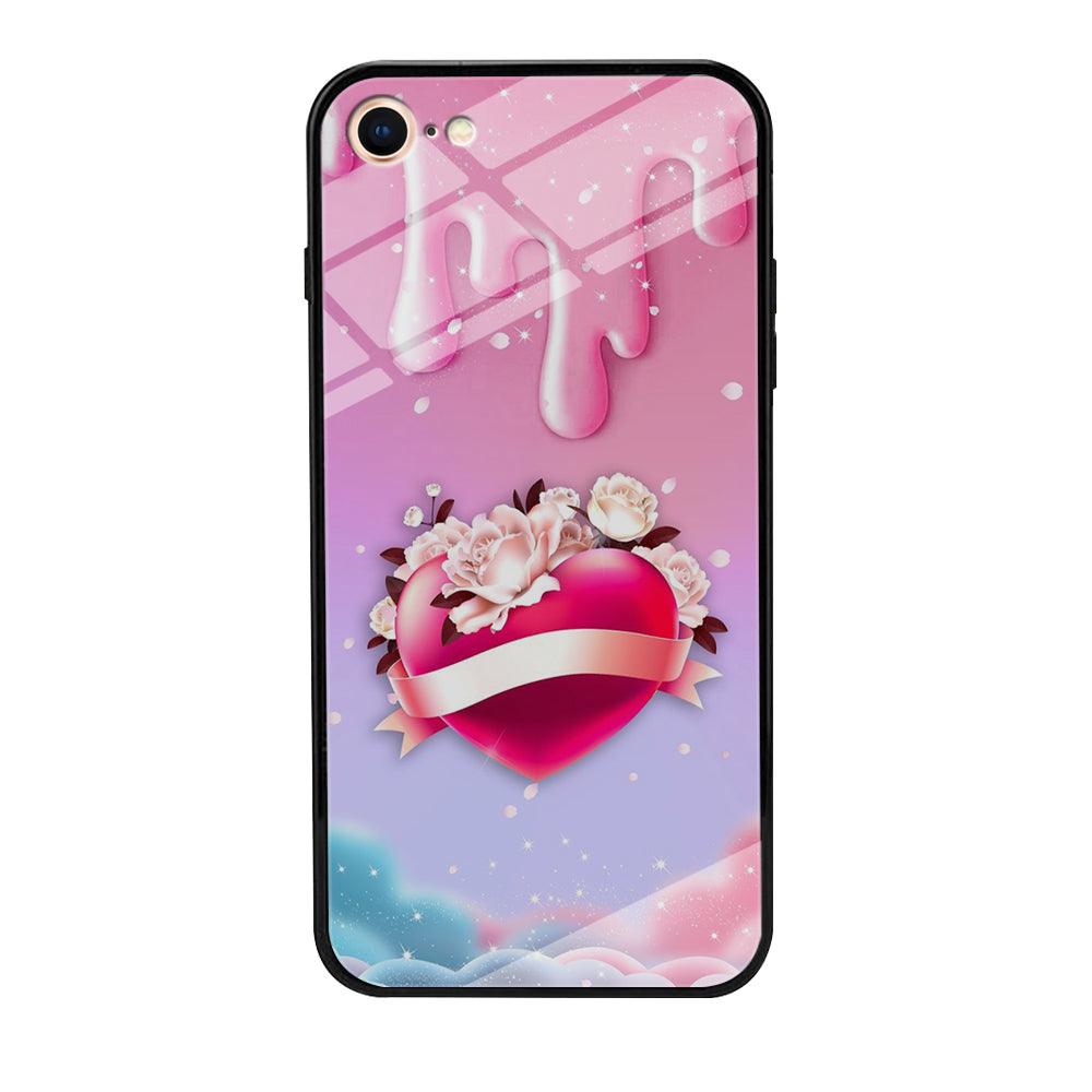 Girly Cute Love Roses iPhone 8 Case-Tempered Glass Case-Xtracase