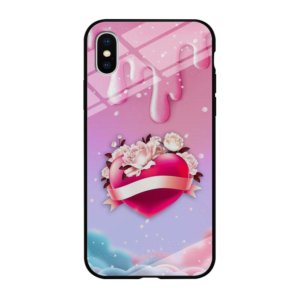 Girly Cute Love Roses iPhone X Case-Tempered Glass Case-Xtracase
