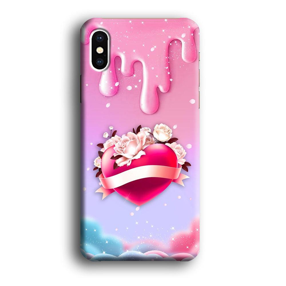 Girly Cute Love Roses iPhone X Case-Plastic / Full Wrap (3D Case)-Xtracase
