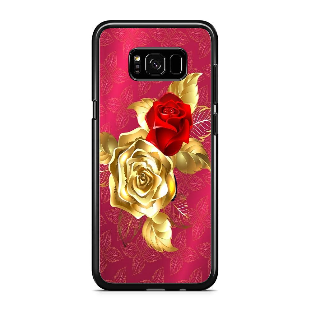 Girly Golden and Red Roses Samsung Galaxy S8 Case-Rubber / Black (2D Case)-Xtracase