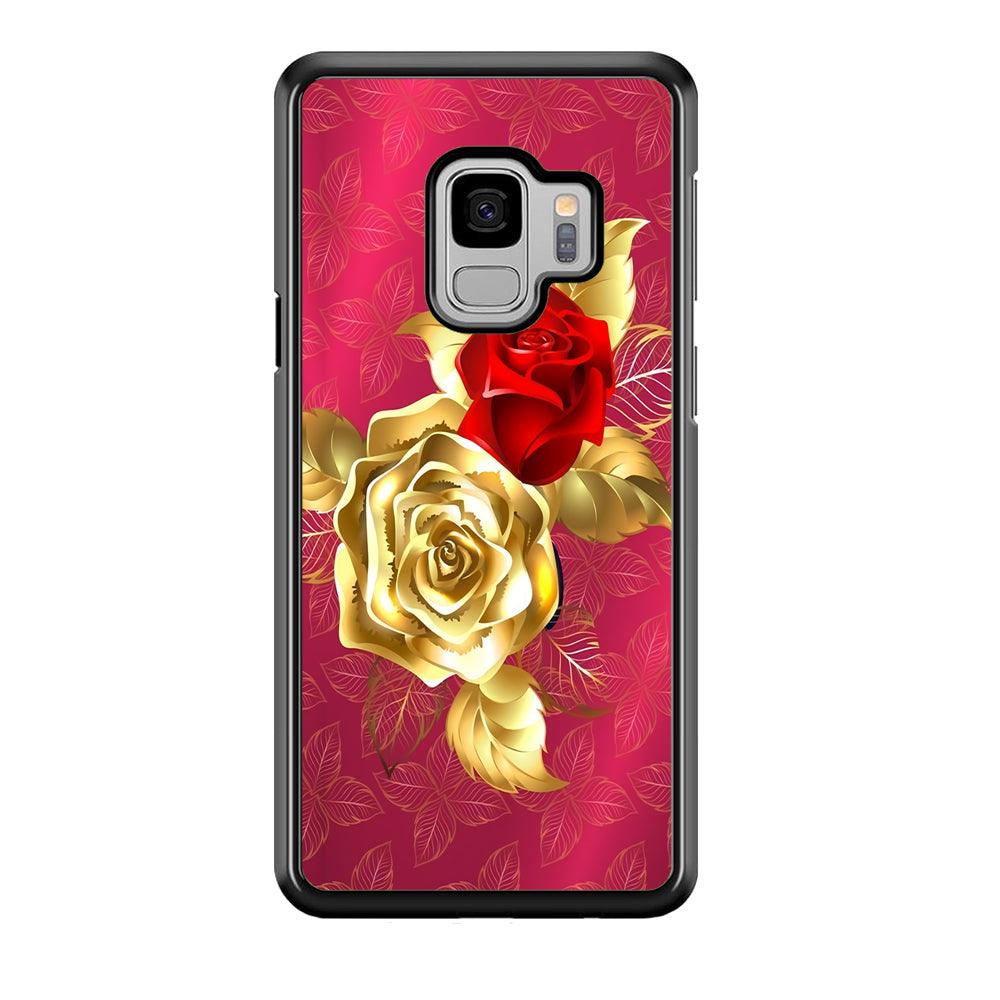Girly Golden and Red Roses Samsung Galaxy S9 Case-Plastic / Full Wrap (3D Case)-Xtracase