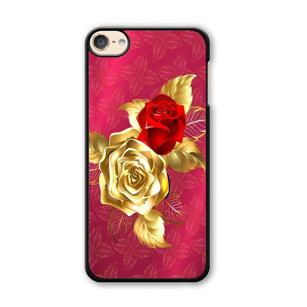 Girly Golden and Red Roses iPod Touch 6 Case-Plastic / Full Wrap (3D Case)-Xtracase