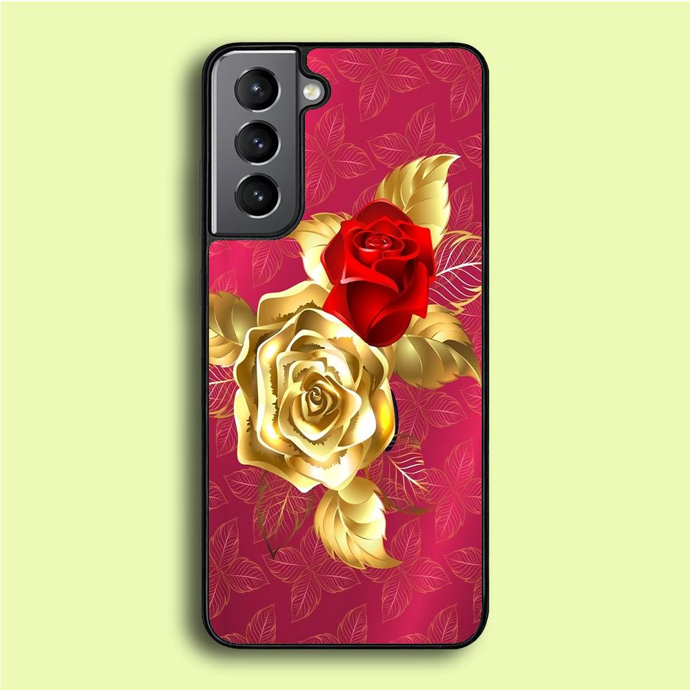 Girly Golden and Red Roses Samsung Galaxy A16 Case-Rubber / Black (2D Case)-Xtracase