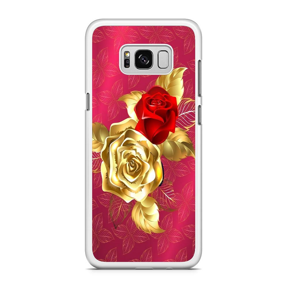 Girly Golden and Red Roses Samsung Galaxy S8 Case-Rubber / White (2D Case)-Xtracase