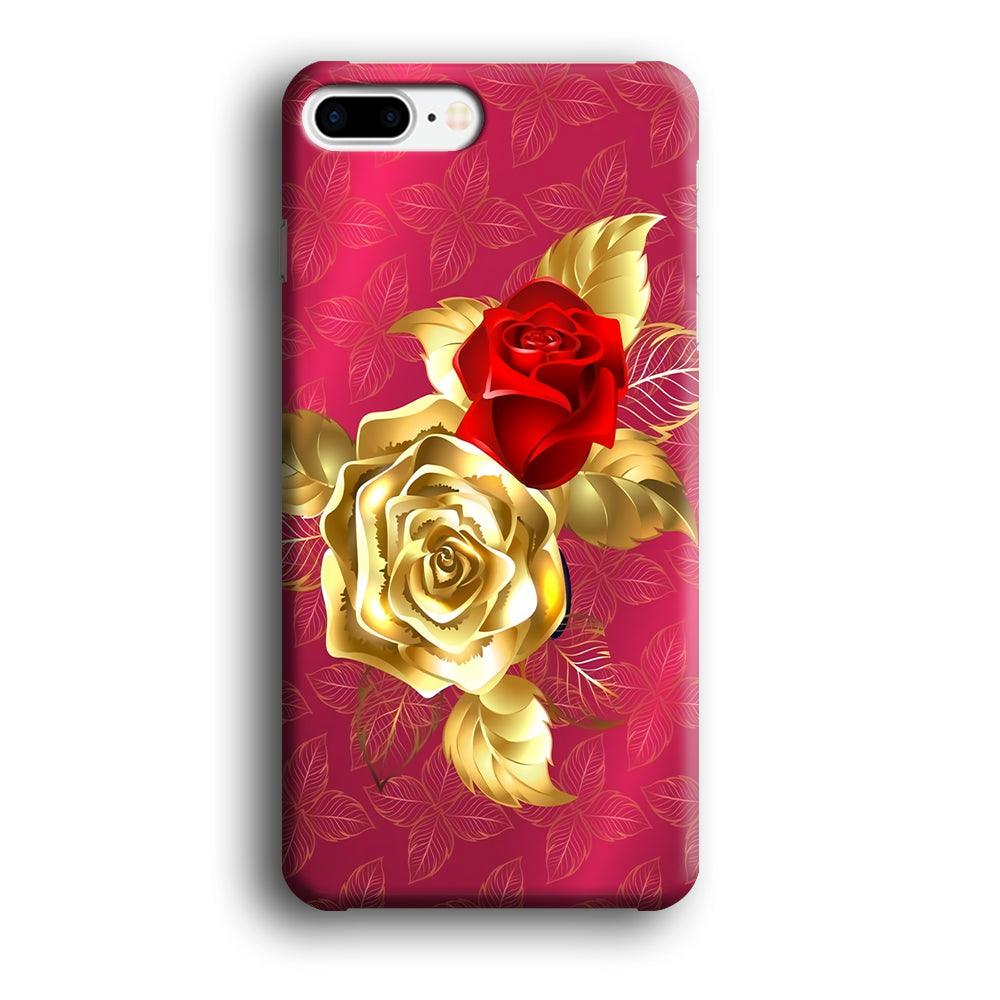 Girly Golden and Red Roses iPhone 7 Plus Case-Plastic / Full Wrap (3D Case)-Xtracase