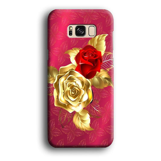 Girly Golden and Red Roses Samsung Galaxy S8 Case-Plastic / Full Wrap (3D Case)-Xtracase