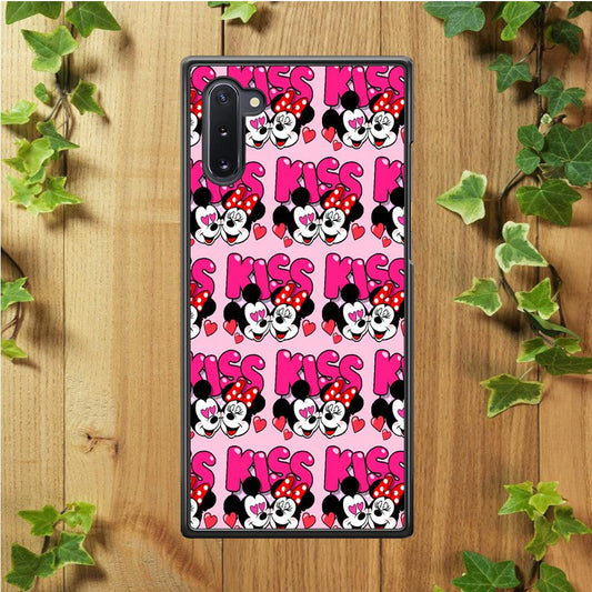 Girly Kiss Mickey Mouse Couple Samsung Galaxy Note 10 Case-Rubber / Black (2D Case)-Xtracase