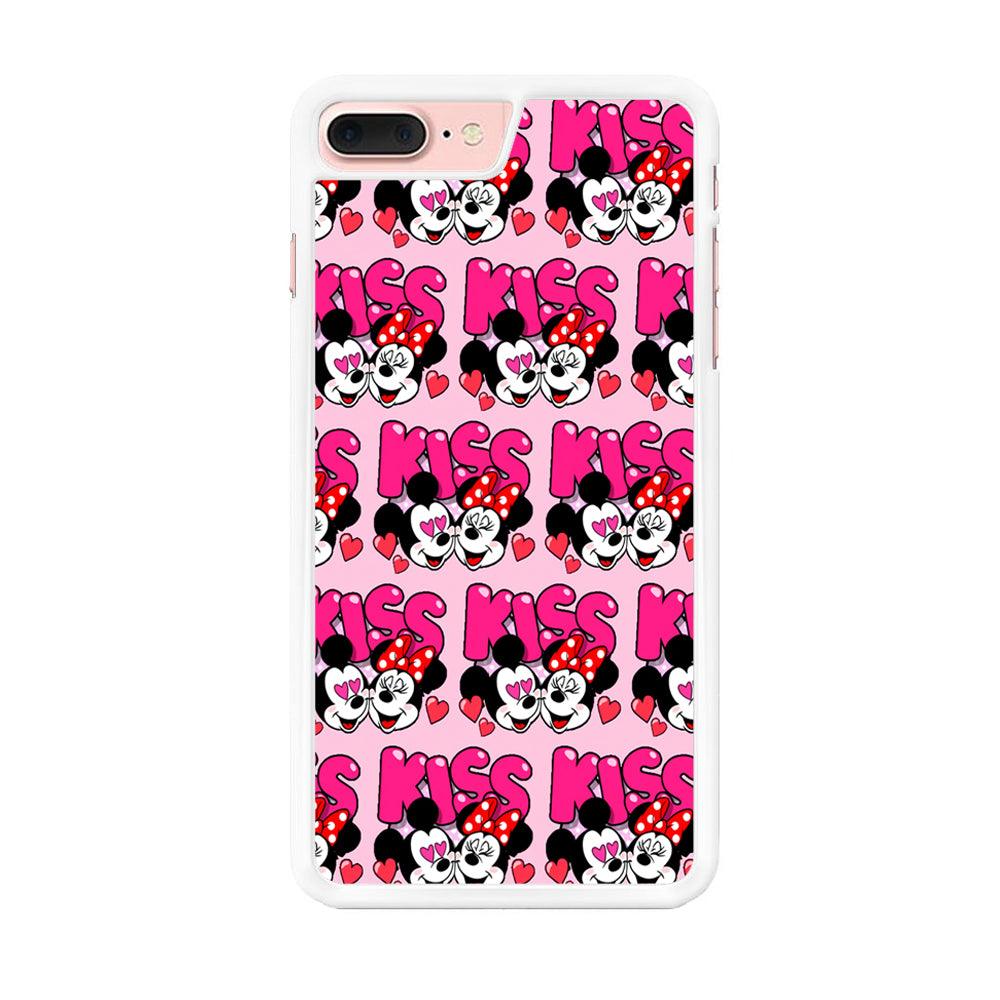 Girly Kiss Mickey Mouse Couple iPhone 7 Plus Case-Rubber / White (2D Case)-Xtracase