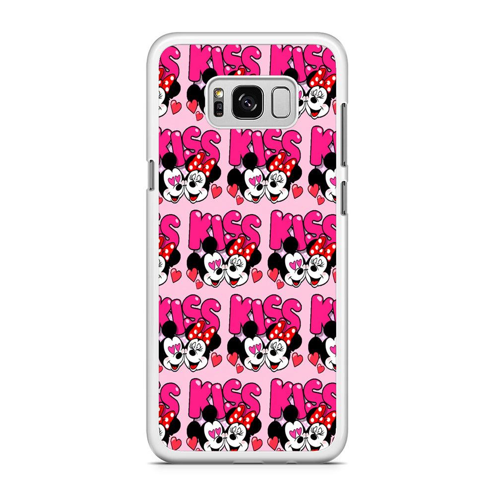 Girly Kiss Mickey Mouse Couple Samsung Galaxy S8 Case-Rubber / White (2D Case)-Xtracase