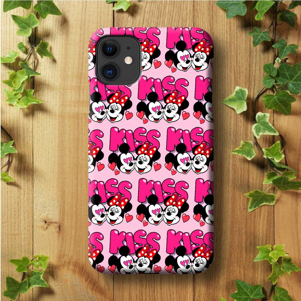 Girly Kiss Mickey Mouse Couple iPhone 11 Case-Plastic / Full Wrap (3D Case)-Xtracase
