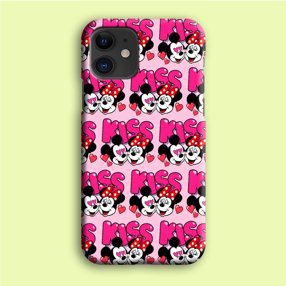 Girly Kiss Mickey Mouse Couple iPhone 12 Case-Plastic / Full Wrap (3D Case)-Xtracase
