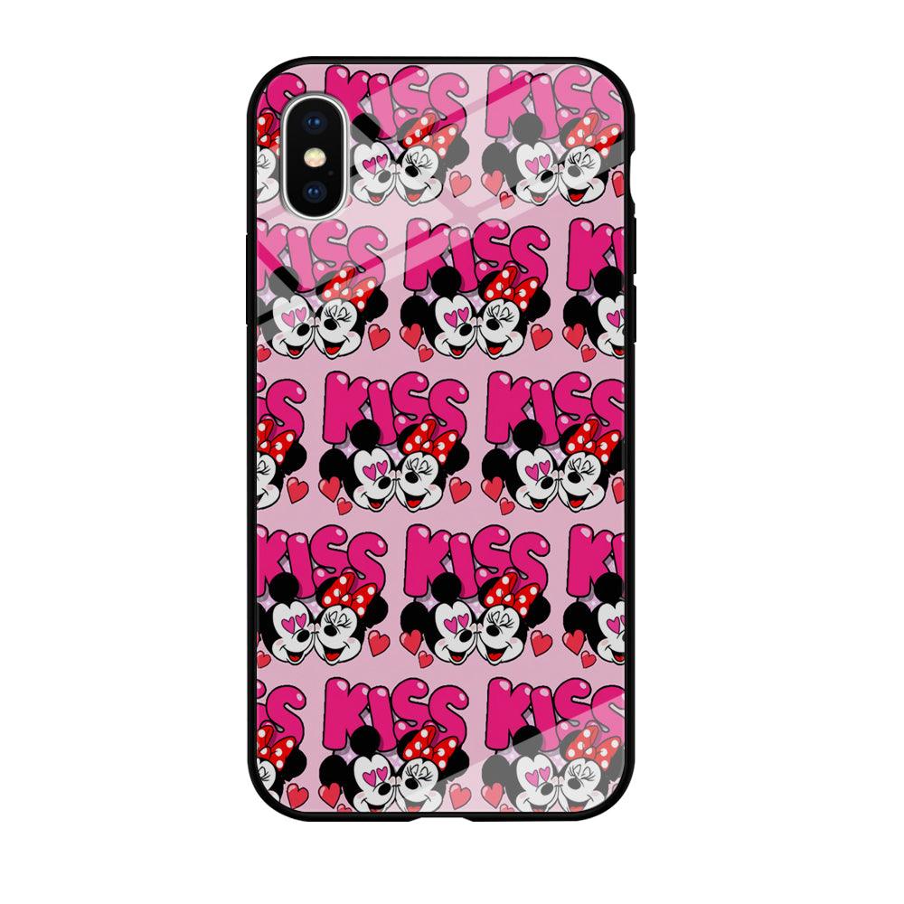 Girly Kiss Mickey Mouse Couple iPhone X Case-Tempered Glass Case-Xtracase