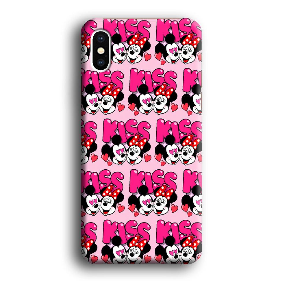 Girly Kiss Mickey Mouse Couple iPhone X Case-Plastic / Full Wrap (3D Case)-Xtracase
