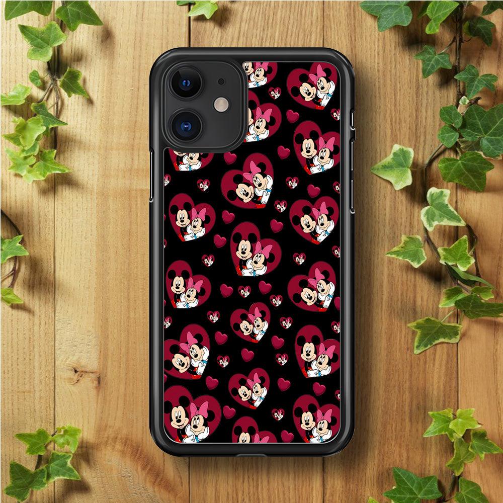 Girly Mickey Mouse Couple iPhone 11 Case-Rubber / Black (2D Case)-Xtracase