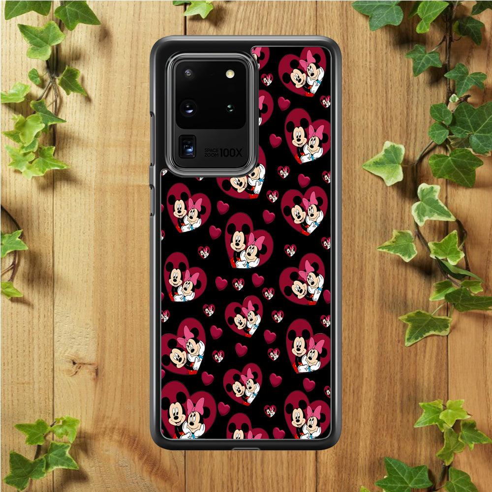 Girly Mickey Mouse Couple Samsung Galaxy S20 Ultra Case-Rubber / Black (2D Case)-Xtracase