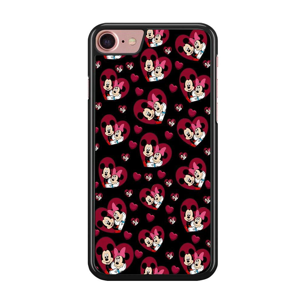 Girly Mickey Mouse Couple iPhone 7 Case-Rubber / Black (2D Case)-Xtracase
