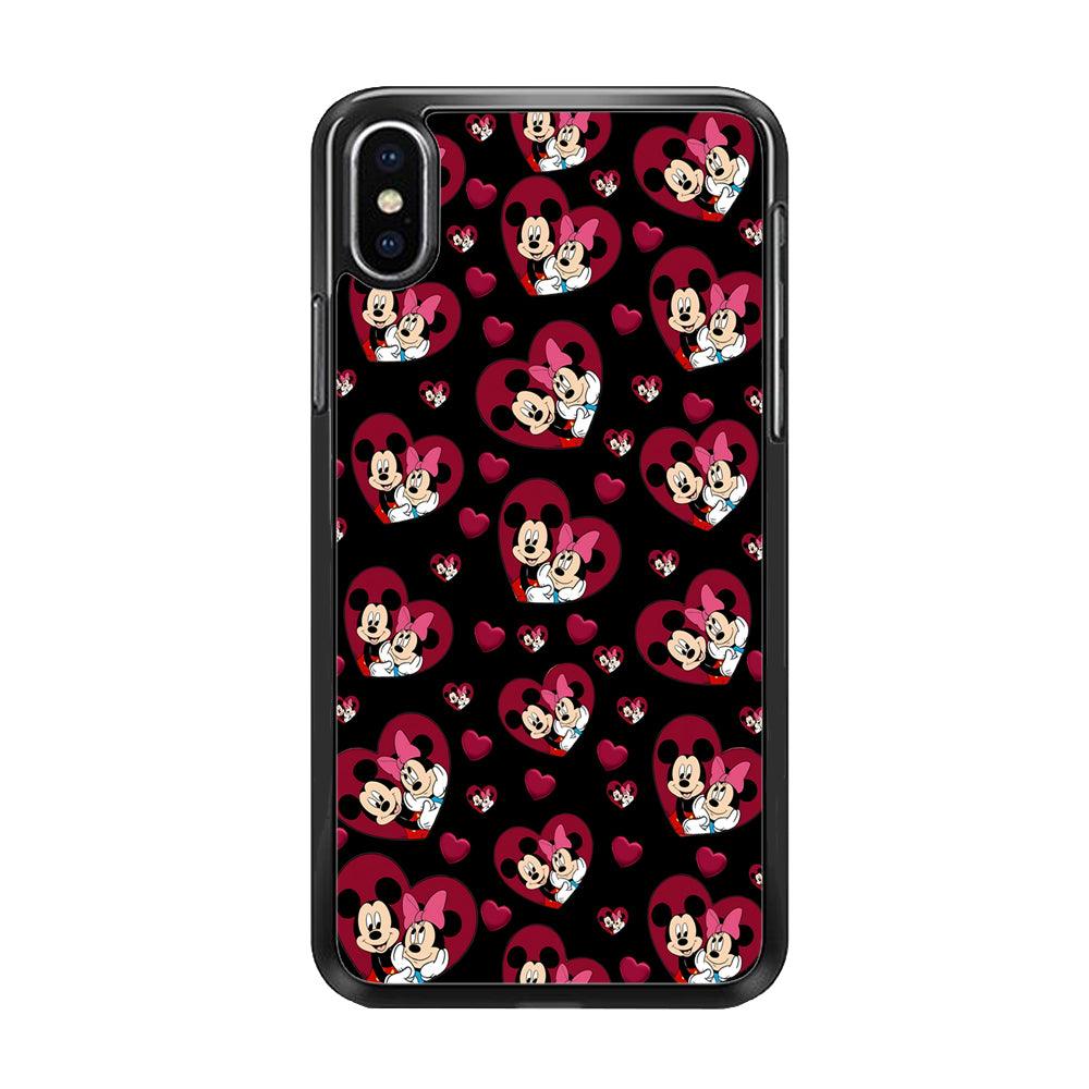 Girly Mickey Mouse Couple iPhone Xs Max Case-Rubber / Black (2D Case)-Xtracase