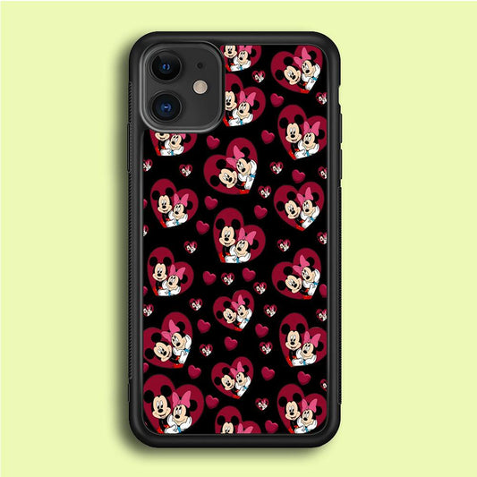 Girly Mickey Mouse Couple iPhone 12 Case-Rubber / Black (2D Case)-Xtracase