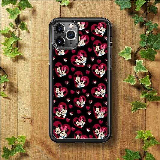 Girly Mickey Mouse Couple iPhone 11 Pro Max Case-Rubber / Black (2D Case)-Xtracase