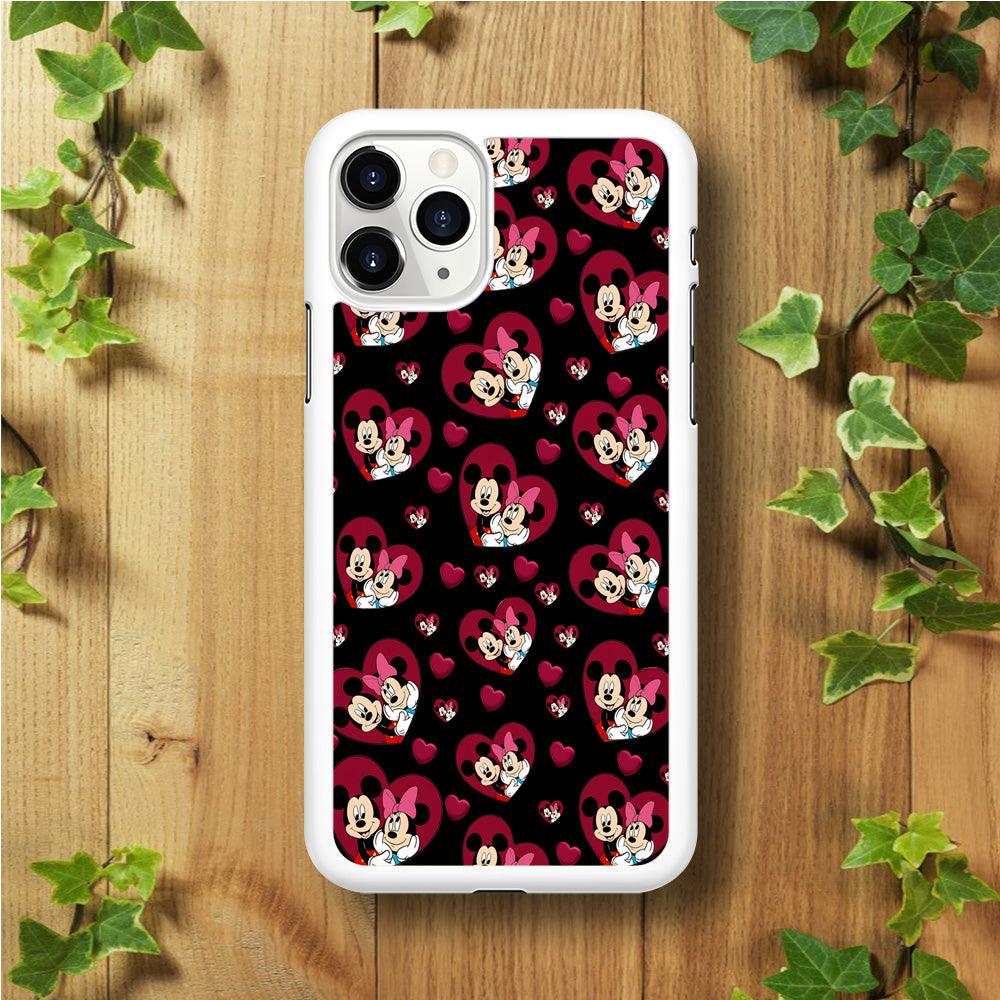 Girly Mickey Mouse Couple iPhone 11 Pro Case-Rubber / White (2D Case)-Xtracase