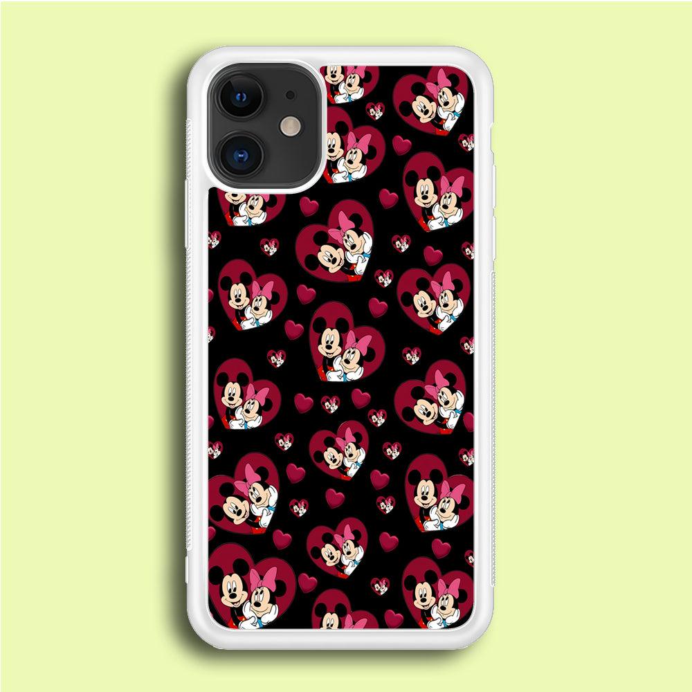 Girly Mickey Mouse Couple iPhone 12 Mini Case-Rubber / White (2D Case)-Xtracase