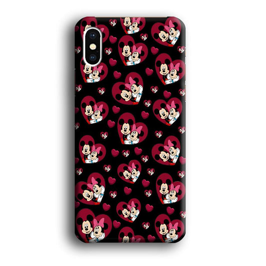 Girly Mickey Mouse Couple iPhone Xs Case-Plastic / Full Wrap (3D Case)-Xtracase