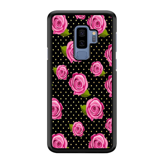 Girly Pink Rose Polka Samsung Galaxy S9 Plus Case-Plastic / Full Wrap (3D Case)-Xtracase