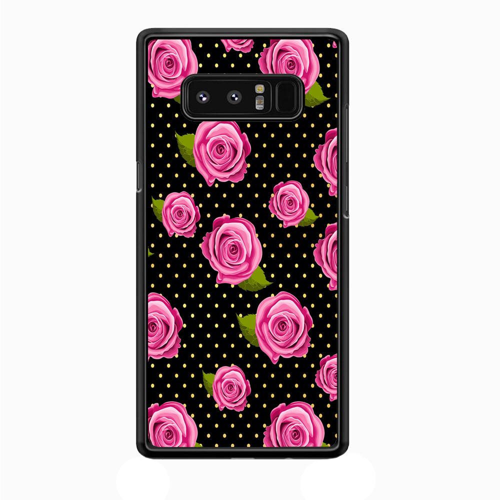 Girly Pink Rose Polka Samsung Galaxy Note 8 Case-Plastic / Full Wrap (3D Case)-Xtracase