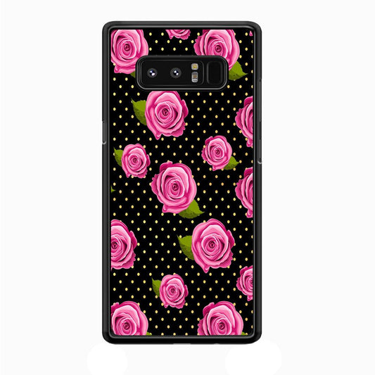 Girly Pink Rose Polka Samsung Galaxy Note 8 Case-Plastic / Full Wrap (3D Case)-Xtracase