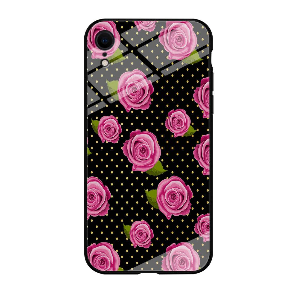 Girly Pink Rose Polka iPhone XR Case-Tempered Glass Case-Xtracase