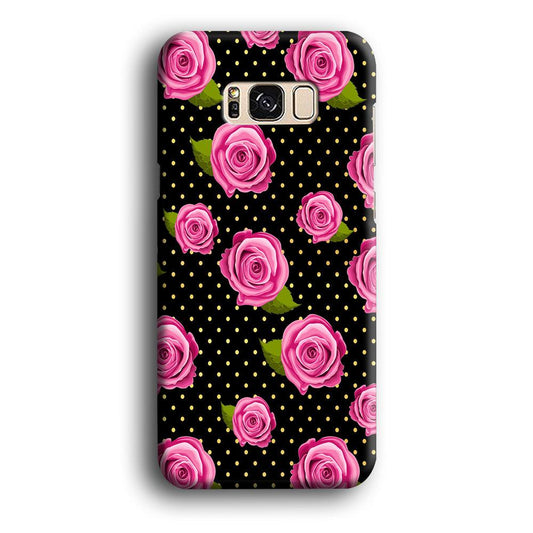 Girly Pink Rose Polka Samsung Galaxy S8 Case-Plastic / Full Wrap (3D Case)-Xtracase