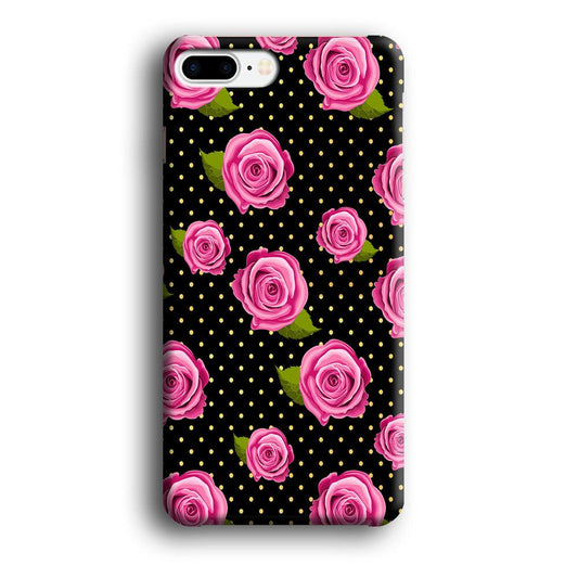 Girly Pink Rose Polka iPhone 7 Plus Case-Plastic / Full Wrap (3D Case)-Xtracase