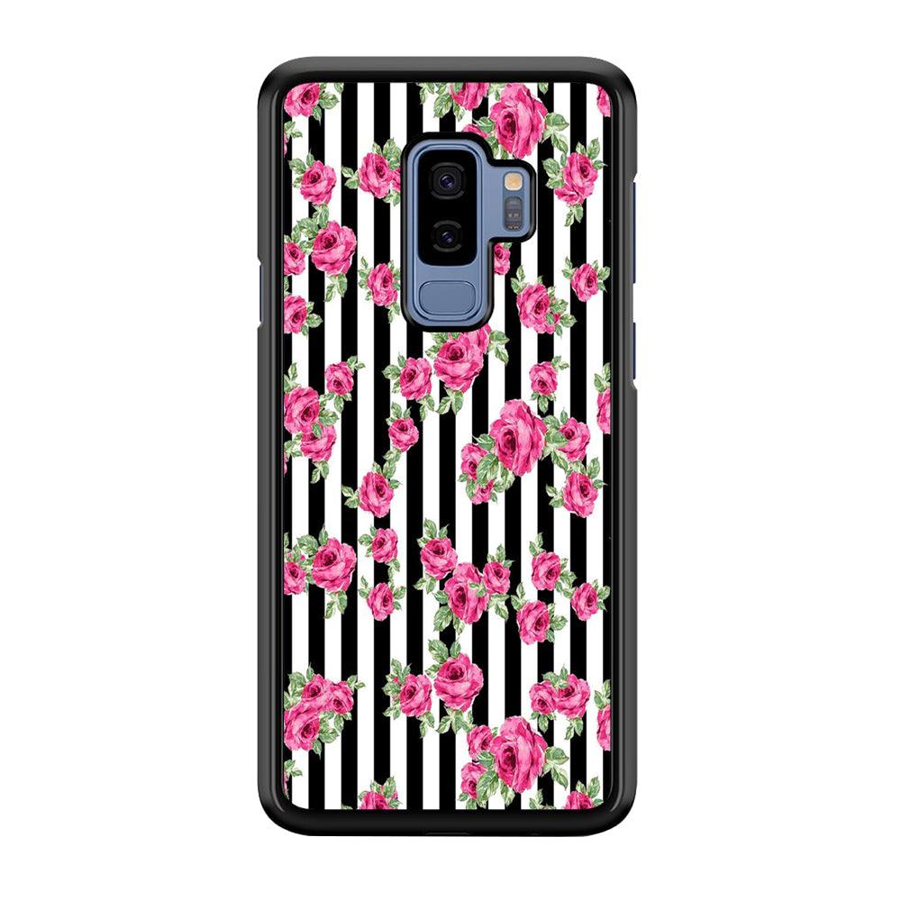 Girly Pink Rose Strip Samsung Galaxy S9 Plus Case-Plastic / Full Wrap (3D Case)-Xtracase