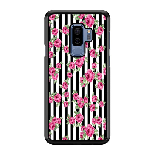 Girly Pink Rose Strip Samsung Galaxy S9 Plus Case-Plastic / Full Wrap (3D Case)-Xtracase