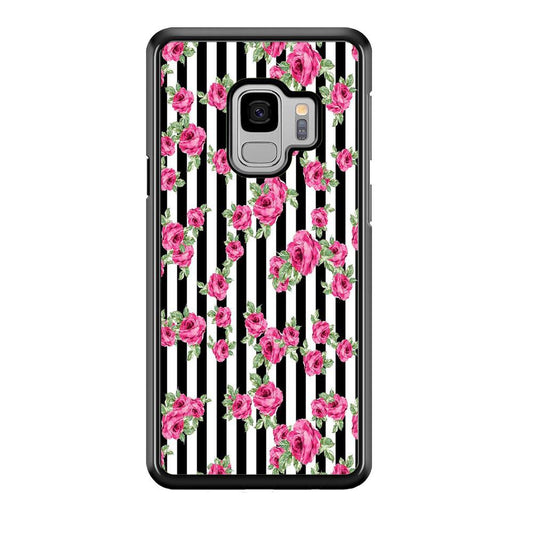 Girly Pink Rose Strip Samsung Galaxy S9 Case-Plastic / Full Wrap (3D Case)-Xtracase