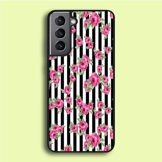 Girly Pink Rose Strip Samsung Galaxy A16 Case-Plastic / Full Wrap (3D Case)-Xtracase