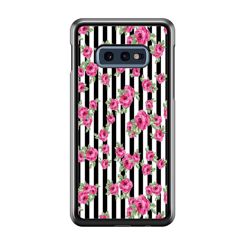 Girly Pink Rose Strip Samsung Galaxy S10E Case-Plastic / Full Wrap (3D Case)-Xtracase
